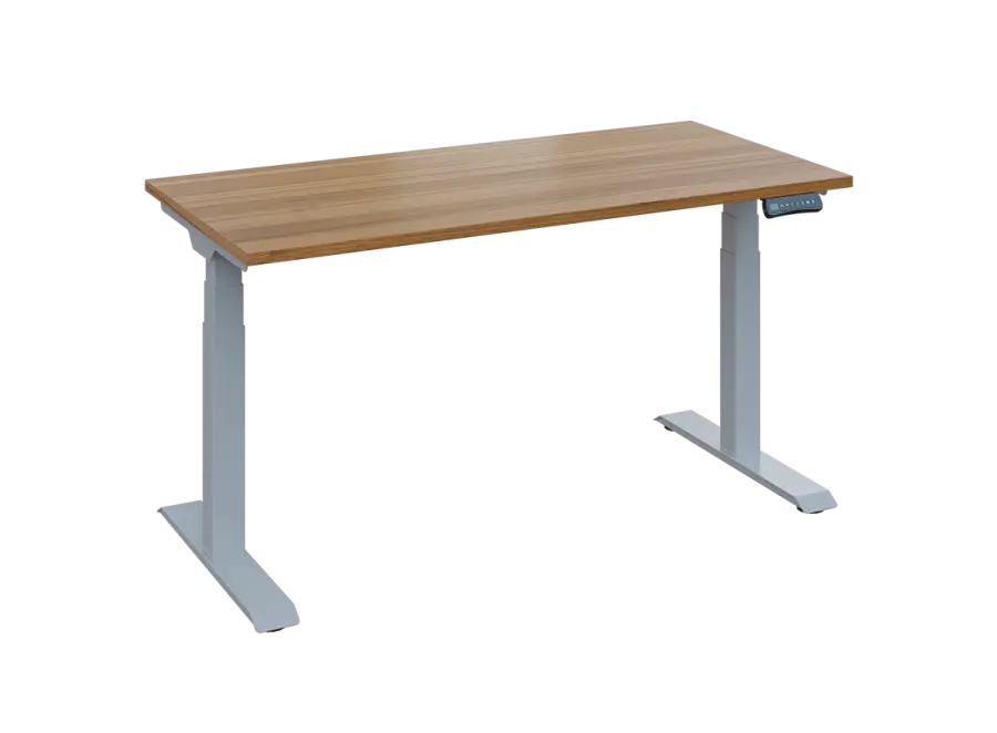 Fleximax 27-14 výškově nastavitelný stůl, kovová podnož stříbrná, deska 25 mm, široký 1400 mm, ořech světlý